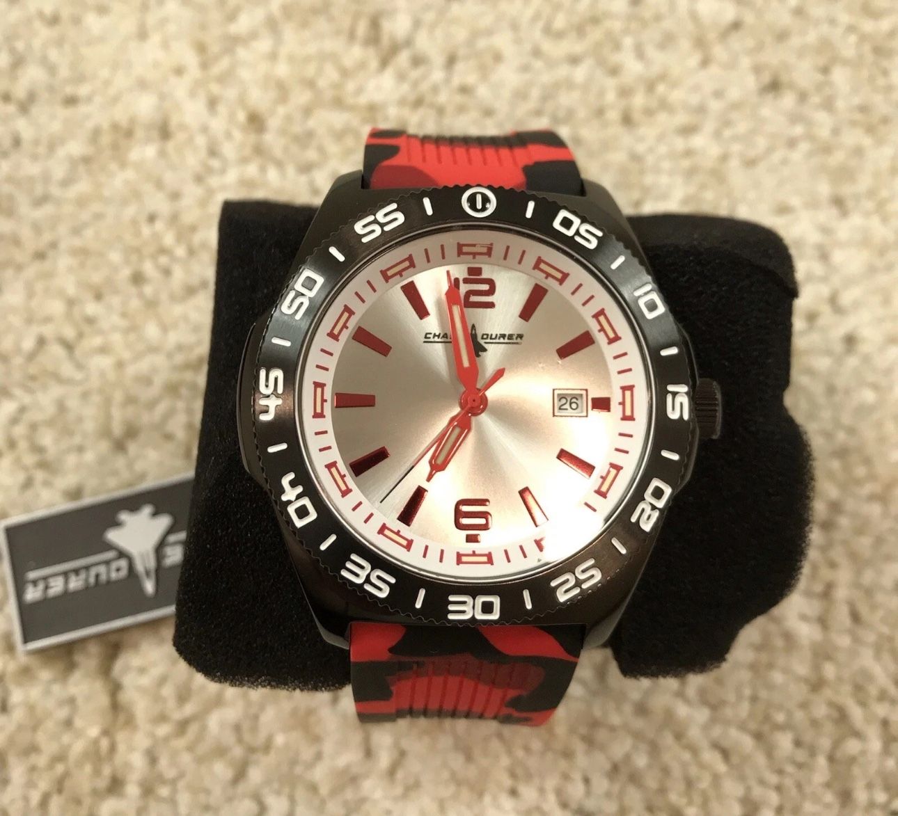 Men’s Chase Durer Silicone 45mm Watch “ Red Camo “