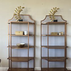 Bronze and Wood Upholstered High Bookcase