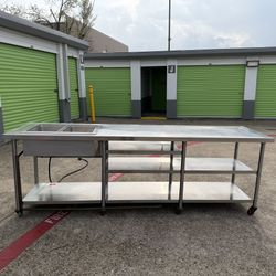 9ft Stainless Steel Prep Table w/Electric Hot Food Well - ONLY $550 OBO 