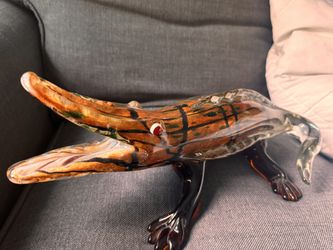 Murano Art  Crystal Glass Alligator Crocodile Figurine Italy
