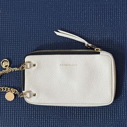 Bandolier Expanded Pouch Top Grain Leather Expanded Zip Pouch in Ivory/Gold