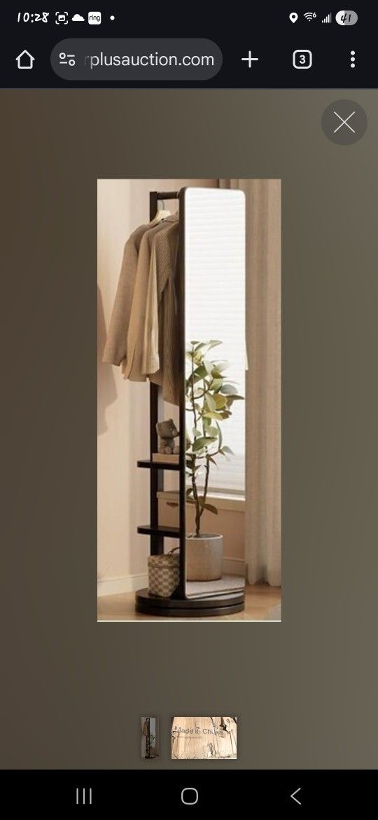 Mirror Coat Rack Solid Wood Floor Mirror 66"x12" Full Length Mirror with Stand Long Mirrors