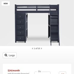 Luca Blue Twin Sleep & Study Loft Bed