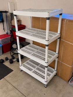 4-Tier Heavy Duty Plastic Storage Shelving Unit – Garage/Utility Rack