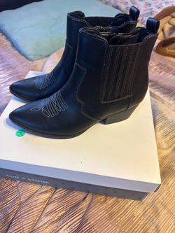Sun + Stone Black Western Ankle Boots