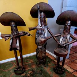 3ft Tall Mariachi Set Rustic Metal 
