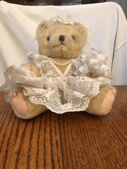 Vintage Hand Decorated Wedding Teddy Bear