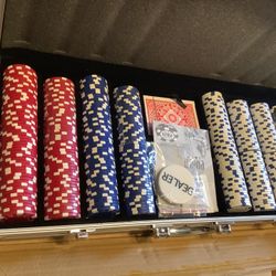 Professional 400 11.5 Gram Poker Chip Set. Never used has carrying case, 2 decks of cards, dice, casino grade poker chips. Brand new in box Plainfield