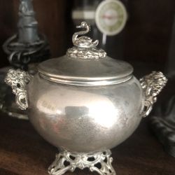 Vintage  Decor Italian Silver Plated Swan Sugar Bowl