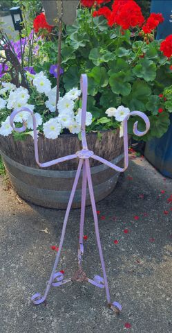 Vintage Lavender Painted Metal Plant Stand
