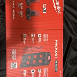 2 M12 Batteries With Wall Organizer