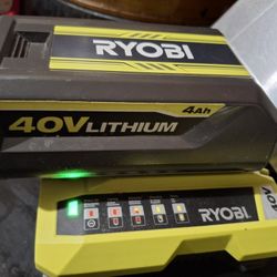 Ryobi 40v Battery and Charger.  Read Details 