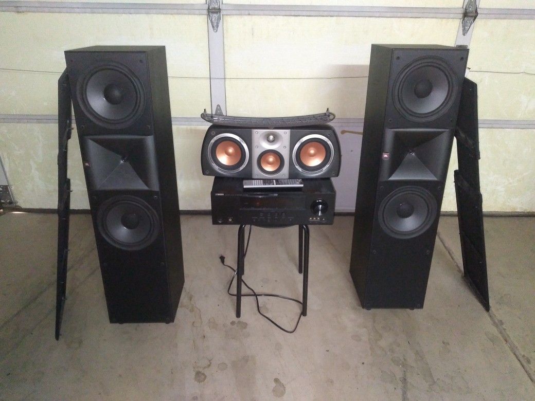jbl hls820 speakers 8" woofers jbl s center yamaha rx v565 hdmi
