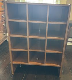 12-Cube Shoe Storage Organizer / Bookcase – Brown Wood Finish - $45