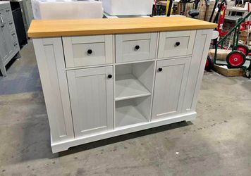 Assembled New 53'' Mobile Kitchen Island on Wheels Rolling Kitchen Island Cart with Drop Leaf