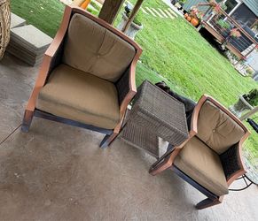 Pair of High End Outdoor Barrel Chairs - Copper Color with Resin Wicker