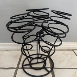 Black Spiral Metal Coil Wrought Iron 6 Wine Bottle Holder Rack