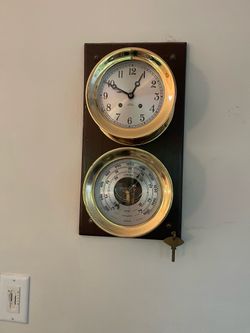 Beautiful authentic Chelsea ship’s bell clock and barometer
