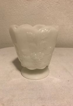 Vintage E O Brody milk glass pedestal