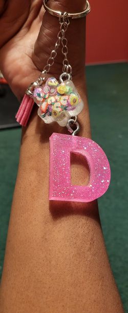 Keychain Cat Pawn Pink Letter D