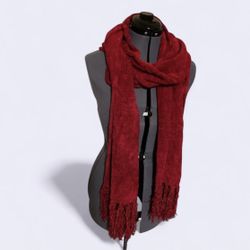 Crazy Horse Womens Scarf Red with Fringes