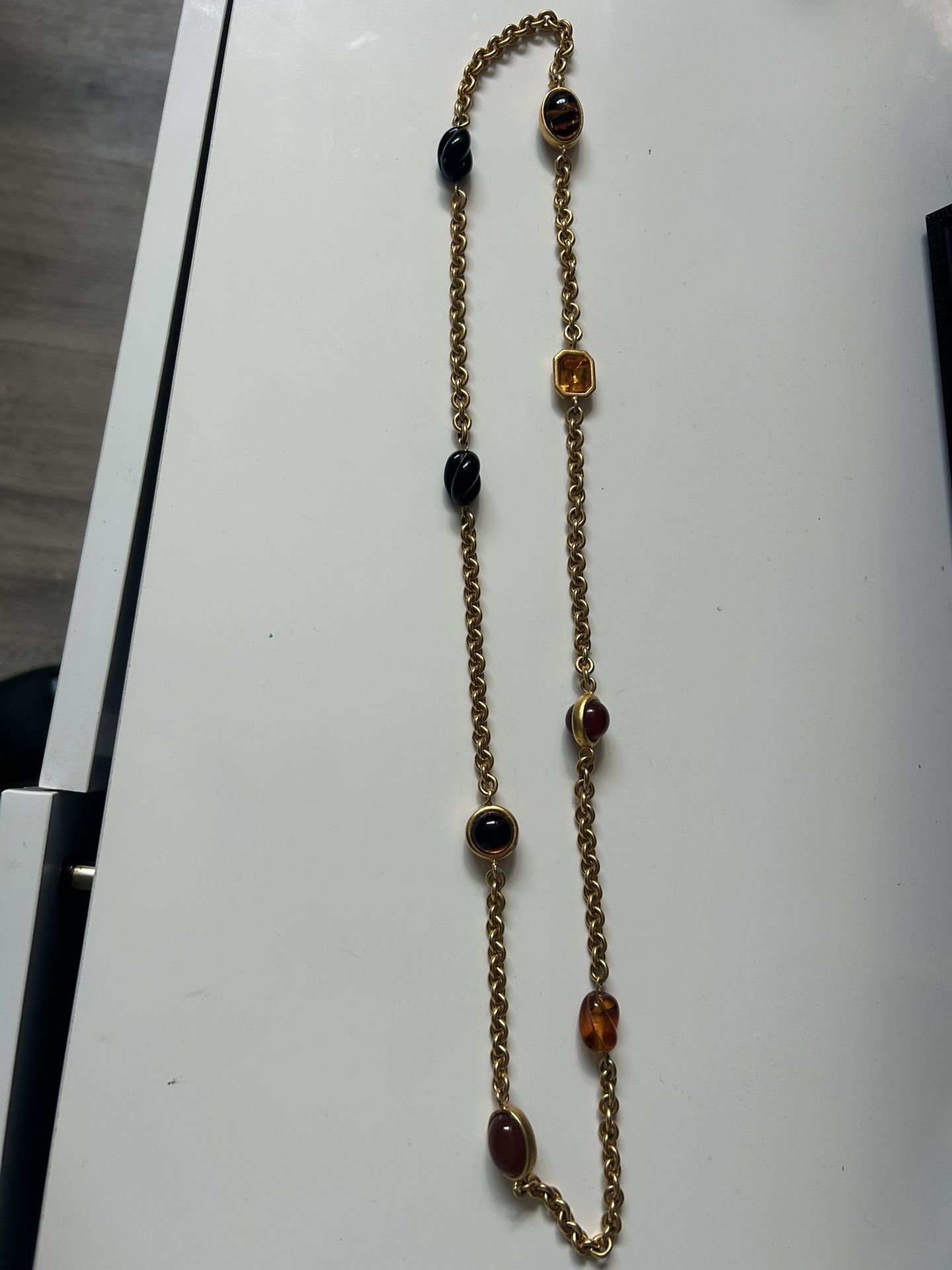 vintage Liz Claiborne gold-tone chain enamel orb layering necklace