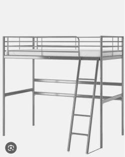 IKEA SVARTA Metal Loft Bed, twin with mattress