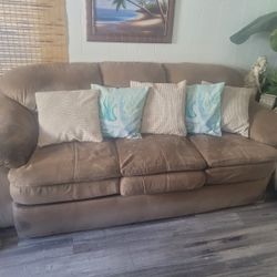 Tan Suede Sleeper Sofa 