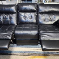 Manual Leather Reclining Sofa and Love Seat