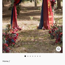 FLOWER ARCH DECOR WITH DRAPES IN BURGUNDY & NAVY