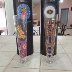 2 RITZENHOFF PILSNER GLASSES  W/ BOXES - COLLECTIBLES 