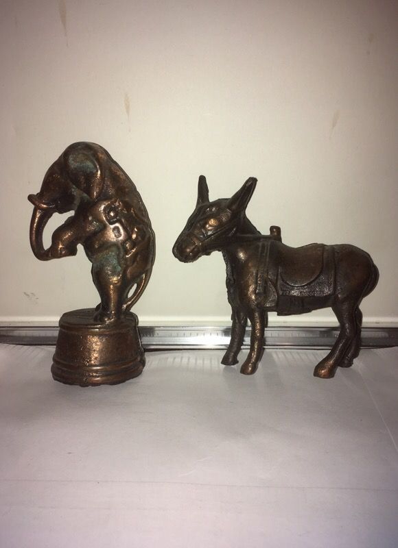 Heavy Cast 2 pc donkey and elephant figures