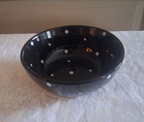 Polka Dot Black by Temp-Tations Tara 7.5” Soup Cereal Pasta Bowl/ Microwave safe