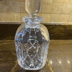 Vintage Midcentury Crystal Decanter Carafe with Original Stopper Lattice Pattern
