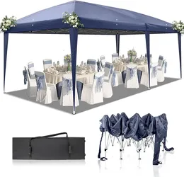 10'x 20' Outdoor Canopy Tent EZ Pop Up Backyard Canopy Portable Party Commercial Instant Event Canopy Shelter Tent With Sand Bags & Roller Bag. Navy B