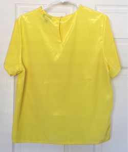 Women’s Short Sleeve Blouse Yellow Hanna Sung Size L
