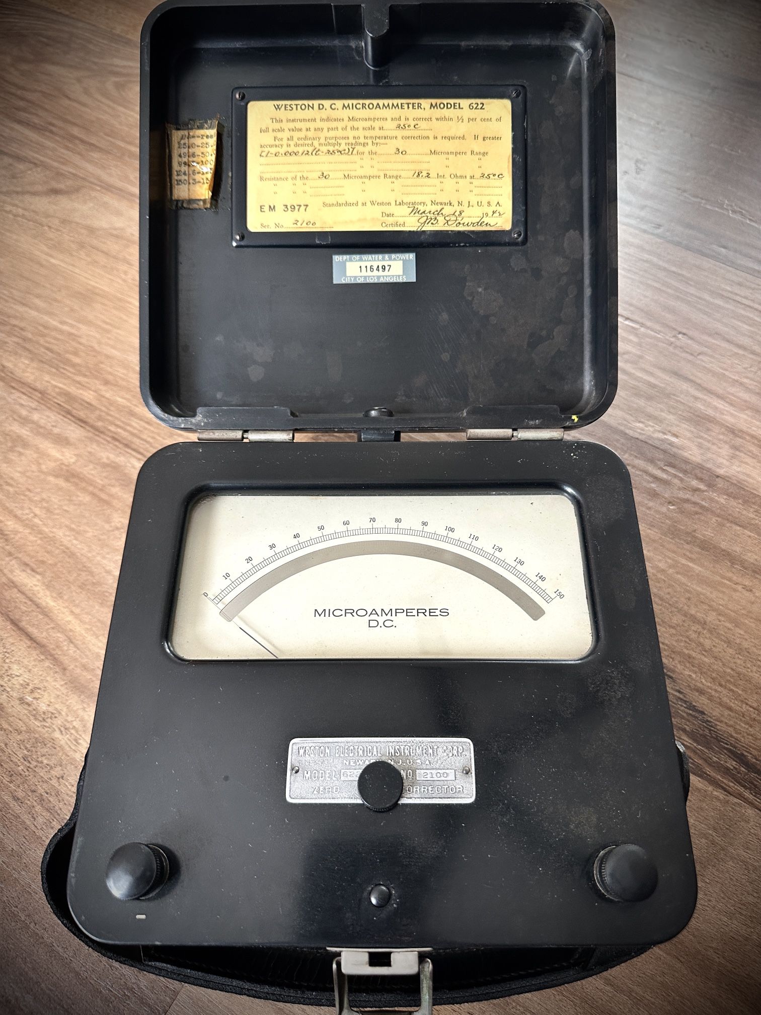 1942 Vintage Weston Microammeter For Indicating DC MicroAmperes Voltage Works Excellent