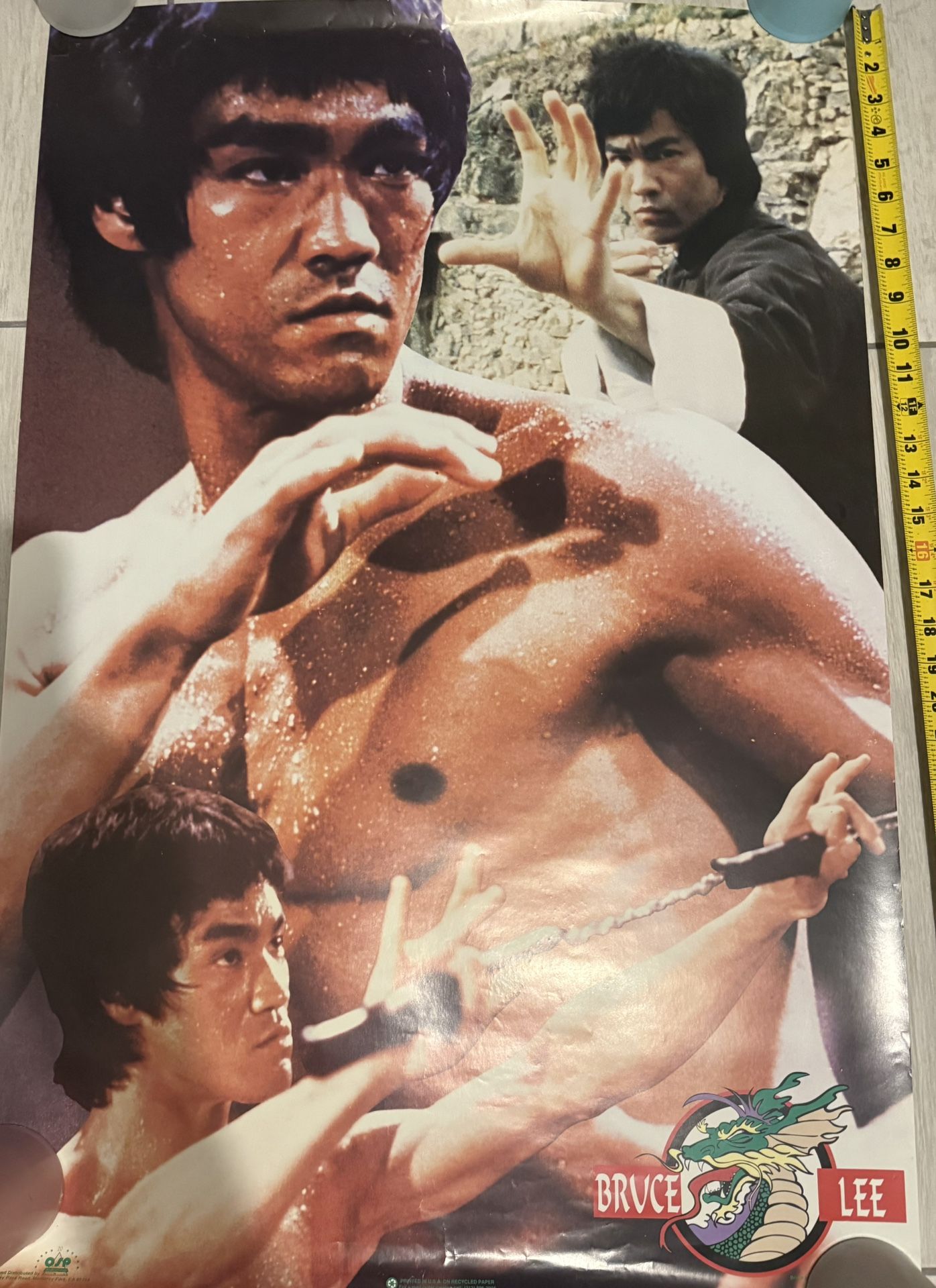 Bruce Lee Vintage 1993 Poster Rare! Collage Dragon Karate Martial Art 35x23