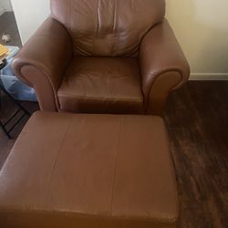 Leather Chair With Ottoman