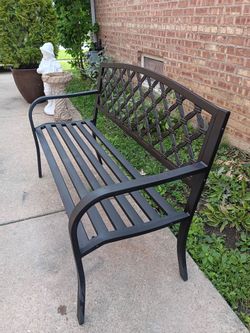 Black Metal Outdoor Patio Bench