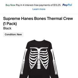 Supreme Thermal Longsleeve Skeleton Size L