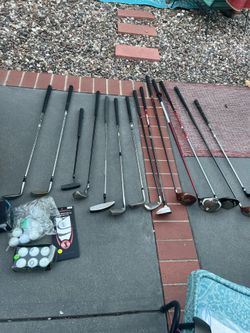 14 GOLF CLUBS plus balls, tees and glove
