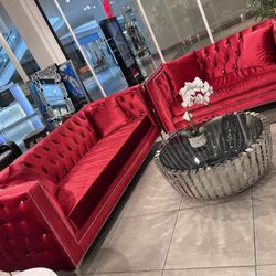 Gorgeous Sofa Set ❤️ Red Velvet ❤️ Customizable 🎨