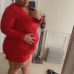 Red Sequin Plus Dress