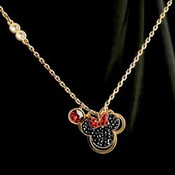 Swarovski Disney Minnie Mouse Crystal Pendant 18” Necklace.
