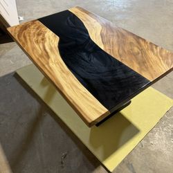 River Table With Black Resin Epoxy 