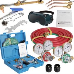 Zeny Portable Gas Welding Cutting Torch Kit w/Hose, Oxy Acetylene Brazing Professional Set with Goggles