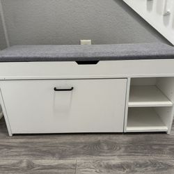 Entryway Shoe Storage Bench with Cushion Top