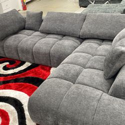 Grey Sectional ✨Only $54 Down Payment 💥 Financing Available ✅ Fast Delivery 