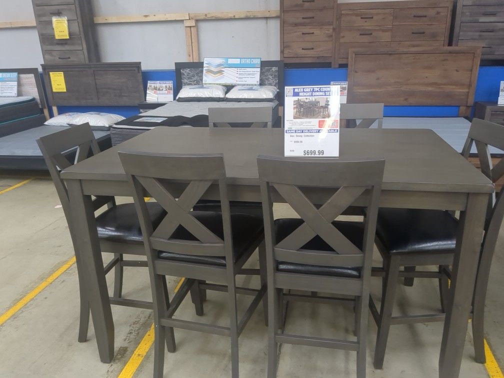 Alex Grey 7pc Counter Height Dining Table